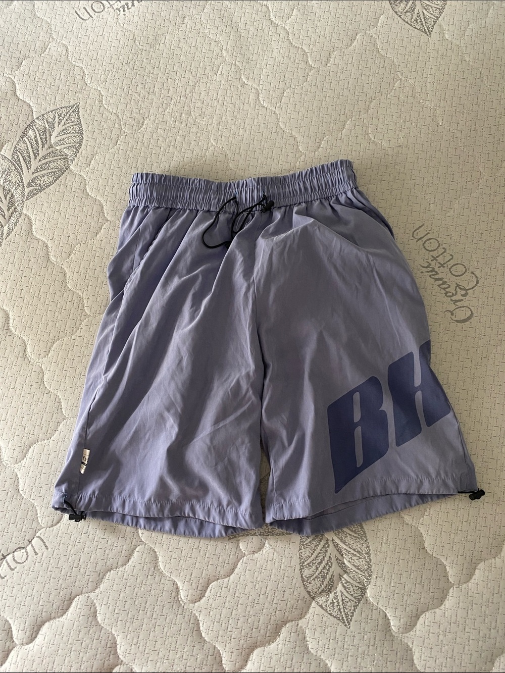 Men's Athletic Drawstring Shorts in Light Lavender with Navy Accent